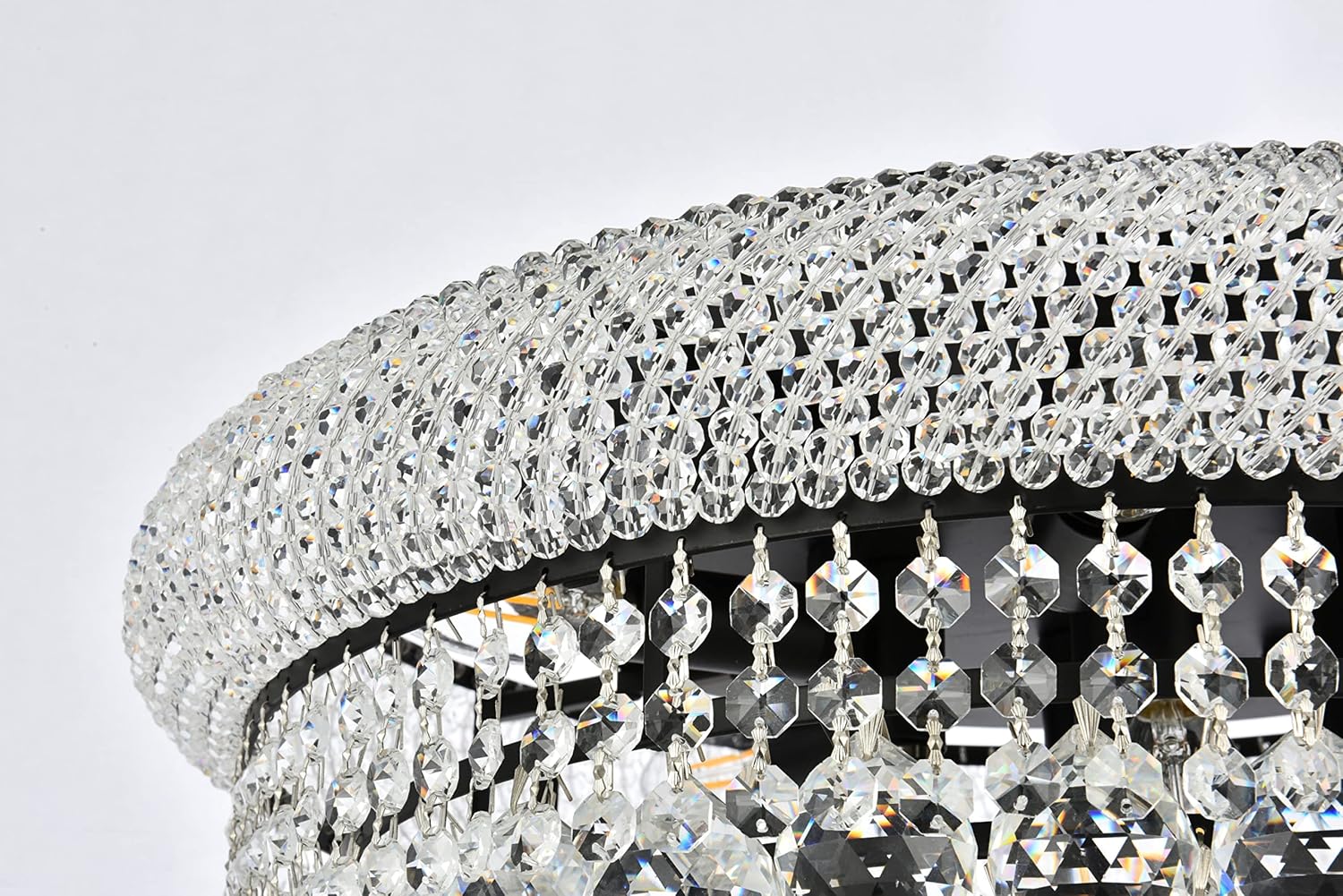 Elegant Lighting 1800F20G/RC Primo Collection 10-Light Flush Mount Royal Cut Crystals with Gold Finish