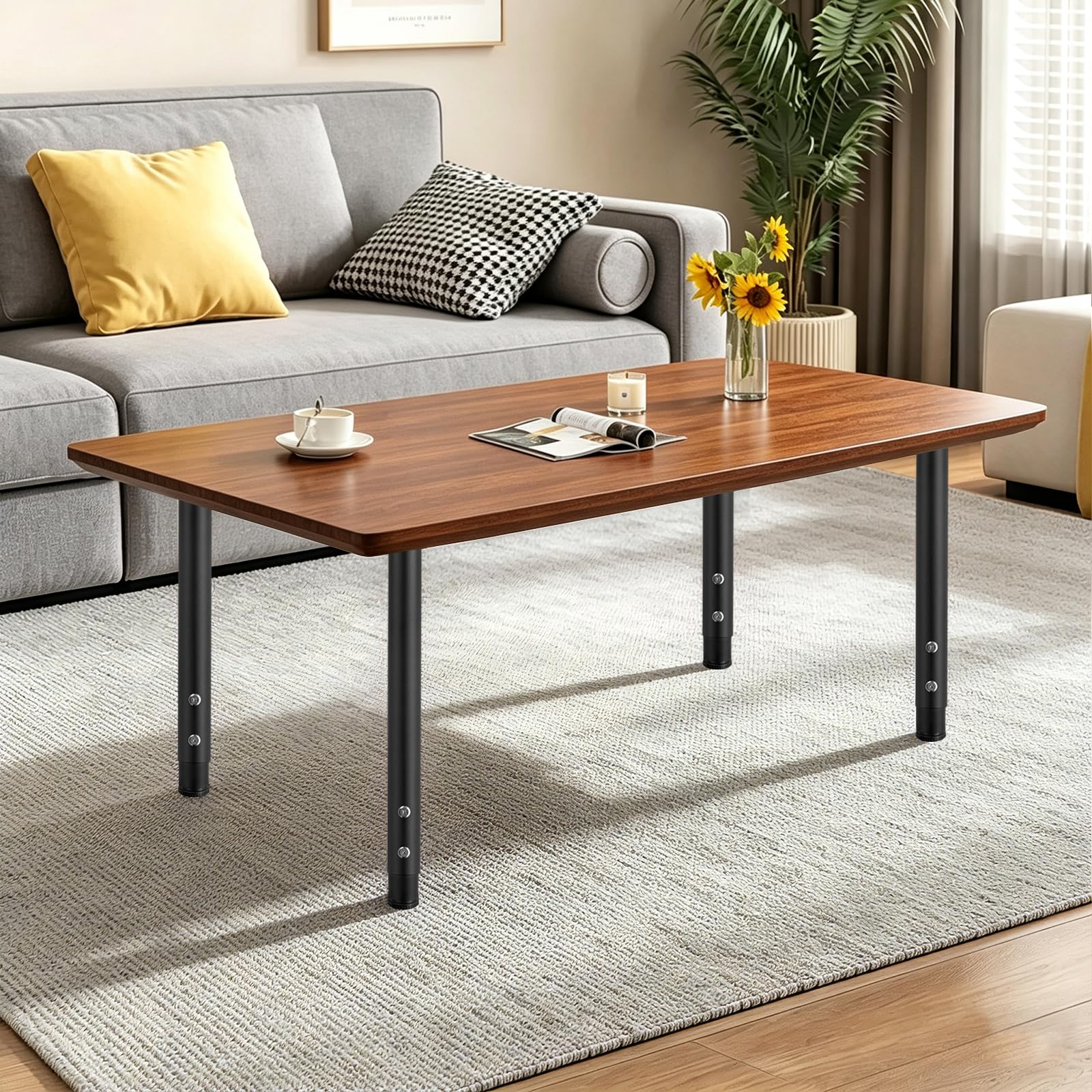 Jahof Gambe Regolabili per Tavolo, 55-90 cm, Gambe per Mobili in Metallo, Ø42/38 mm, Piedini per Tavolini, Scrivania, Camper, Bancone da Bar, Kit di 4 (Nero)