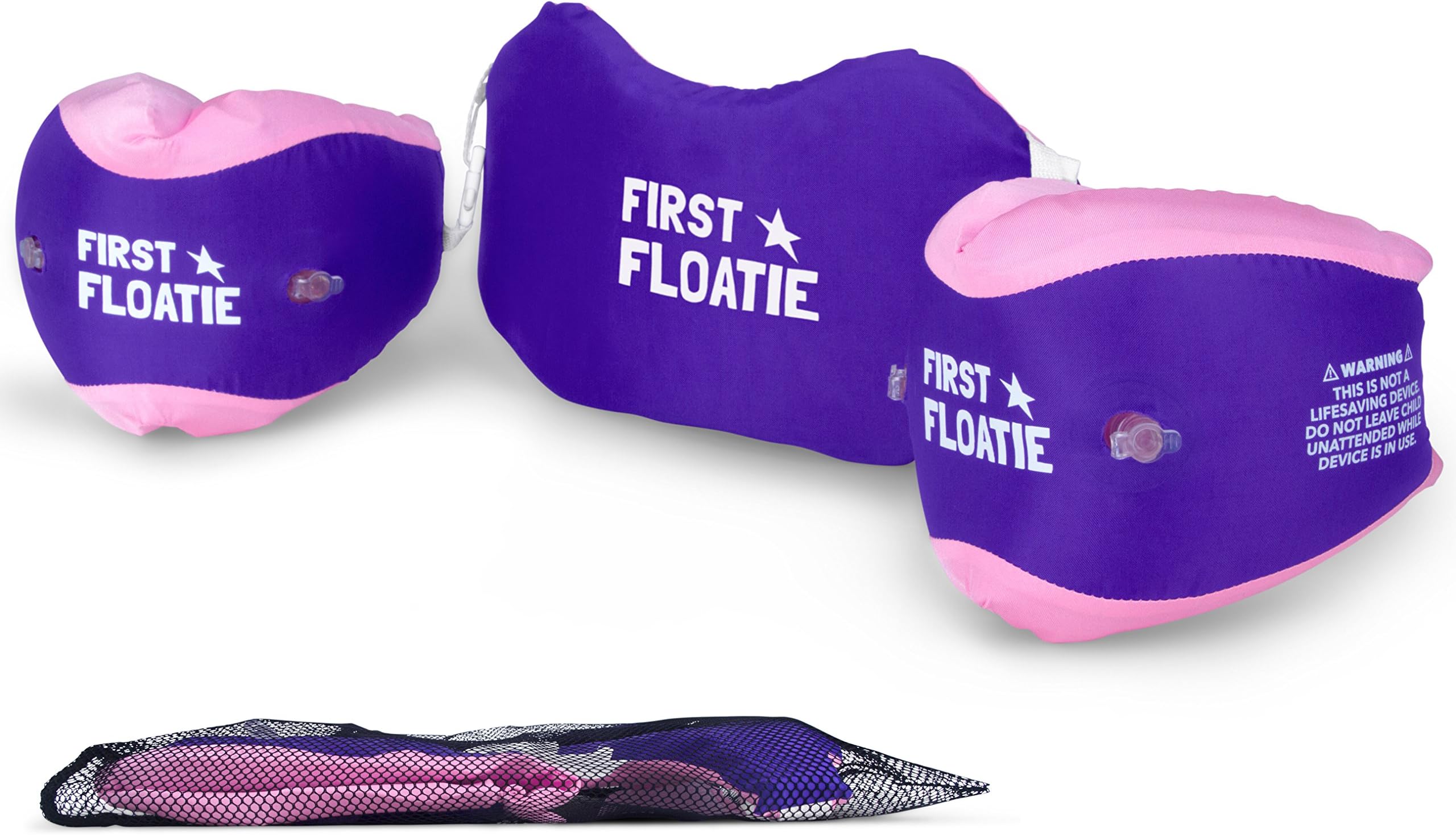 First Floatie Swim Vest Life Jacket with Detachable Soft Fabric Arm Floaties and Travel Bag