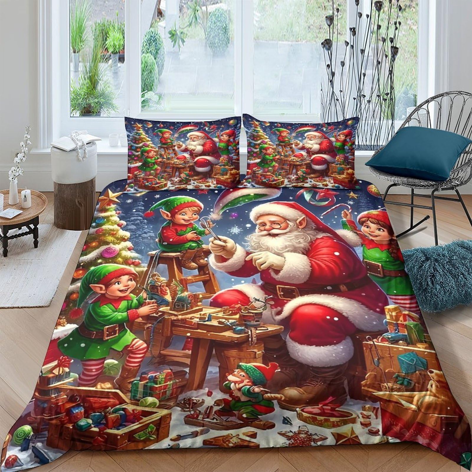 Housse de couette Noël parure 3 pièces cadeau ado adulte