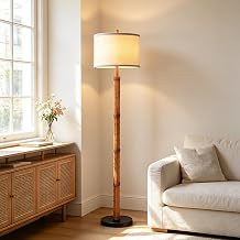 AIEAMPDO 63'' Rustic Floor Lamp for Living Room with Resin Faux Bamboo Body | Farmhouse Standing Lamp with Rotary Switch, Floor Lamp for Dining Room Bedroom Corner, Bulb Included
