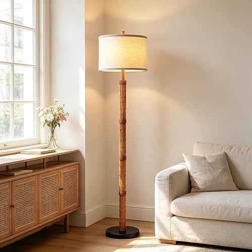 AIEAMPDO 63'' Rustic Floor Lamp for Living Room with Resin