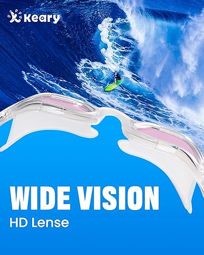 Vista 4 de Keary Gafas de natación para adultos para hombres y mujeres, gafas de natación para jóvenes, protección UV, antivaho, gafas de agua para piscina