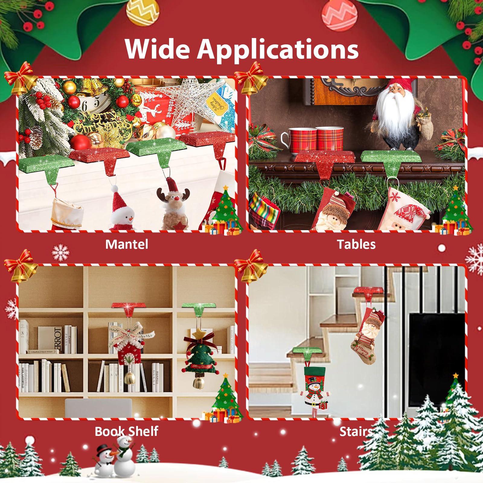 Guojanfon Appendini per calze di Natale, ganci per camino