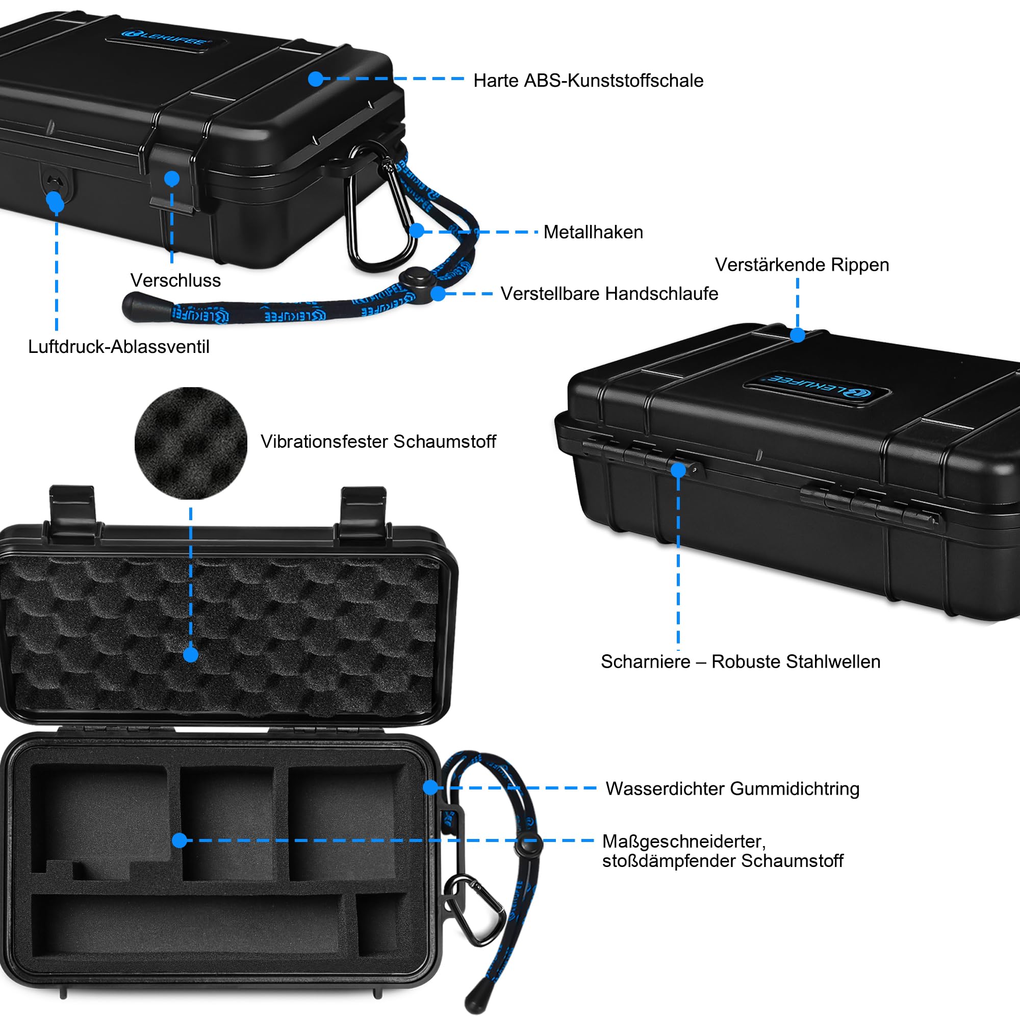 LEKUFEE Reise-Wasserdicht Reisekoffer für Insta360 GO Ultra, Standard-Bundle, Creator-Bundle und weiteres Zubehör (nur Koffer & Tasche)