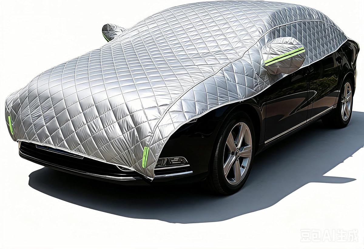 Padded Half Car Cover Hail Protector Universal Hatchback Sedan SUV | Heavy Duty Vechile Shield with Cotton Padding All-Season Protection Against UV, Heat, Hail, Snow, Ice & Dust Outdoor Parking
