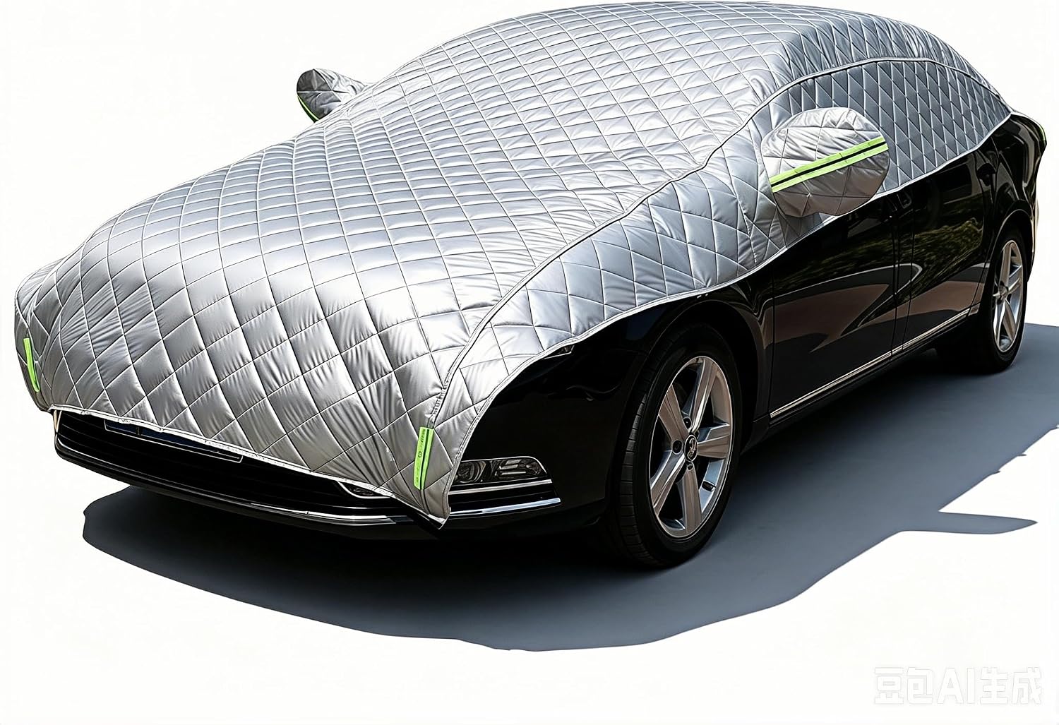 Padded Half Car Cover Hail Snow Ice UV All‑Weather Protection for Sedan SUV