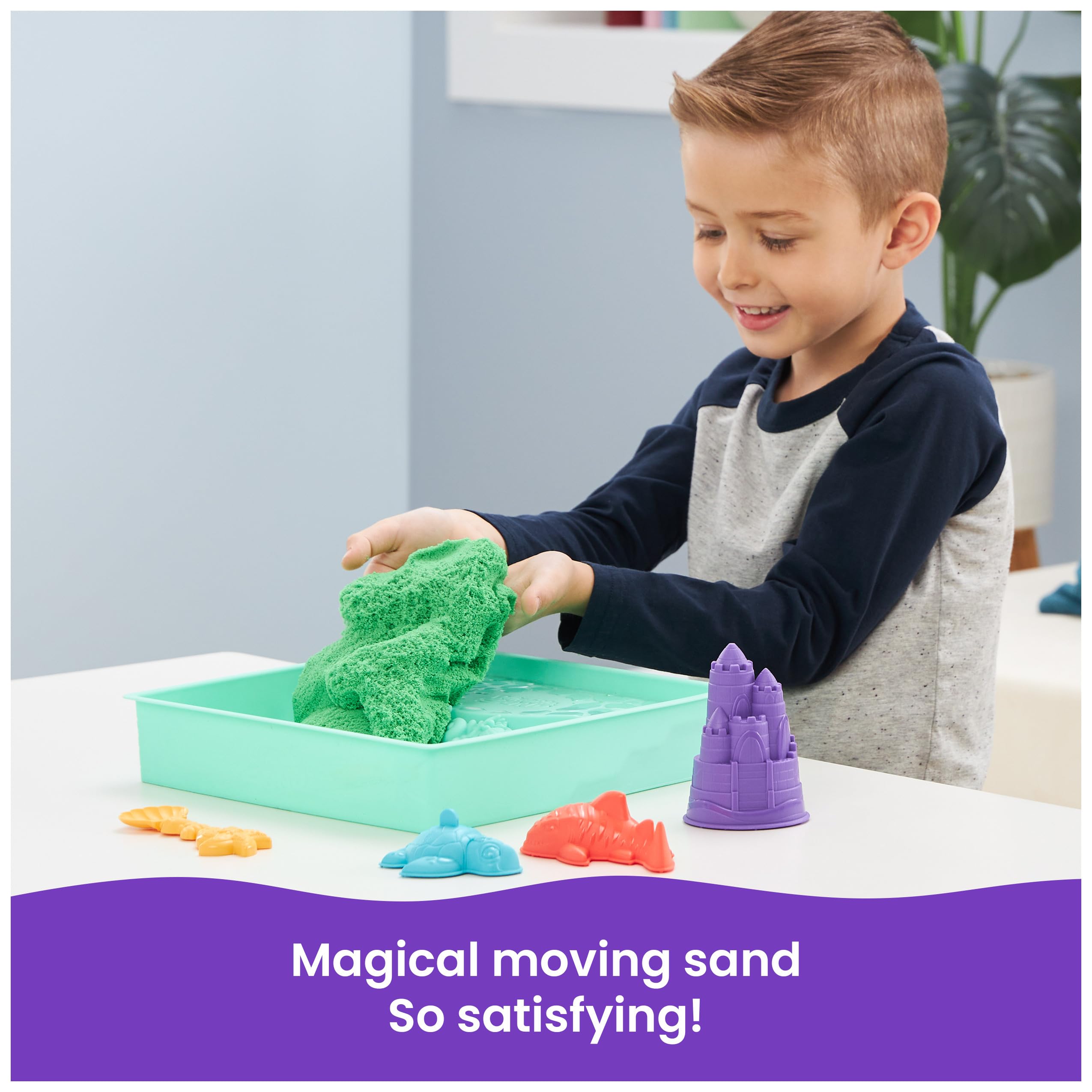 Kinetic Sand - Zestaw piaskownica. Zielony piasek do zabawy
