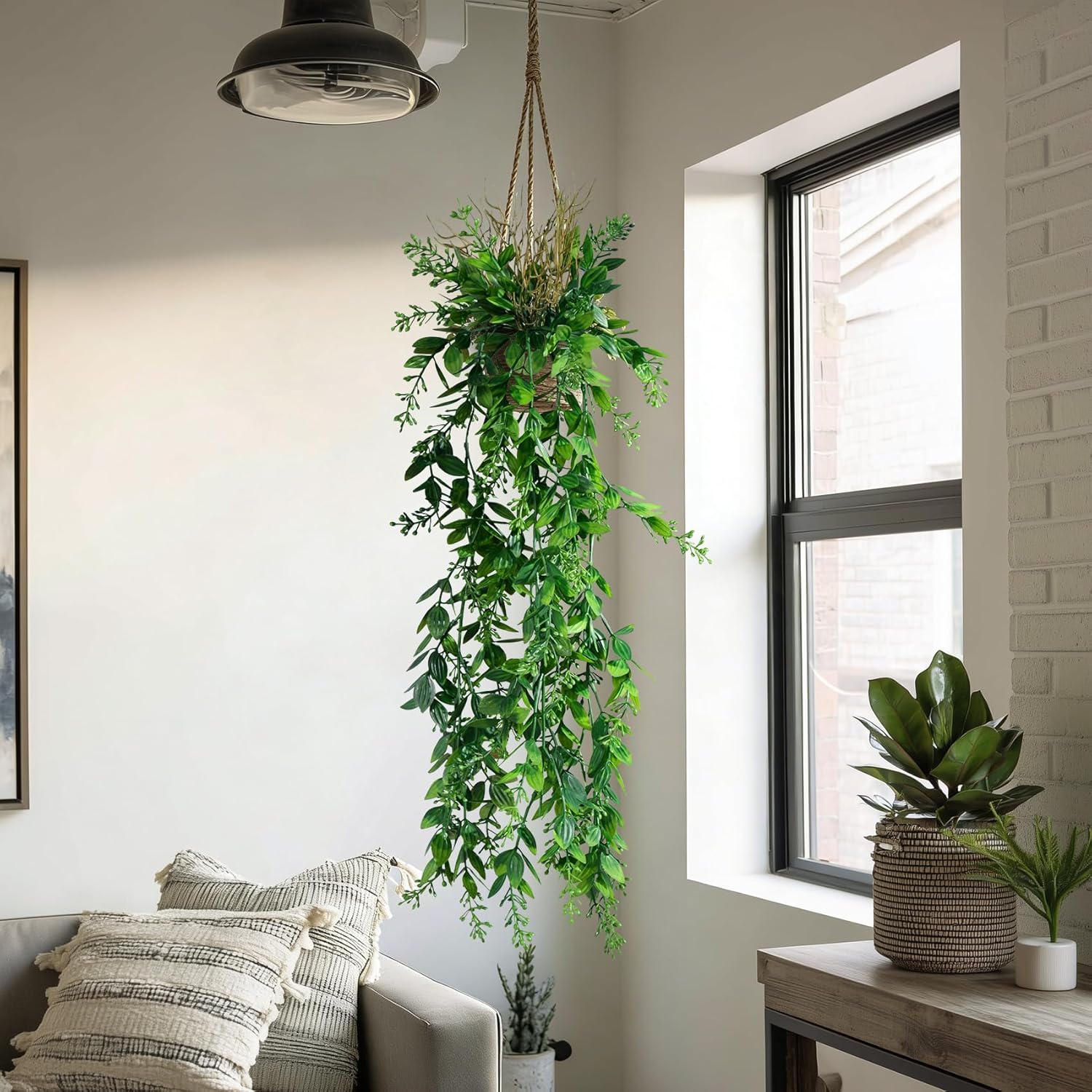 2 Pcs Faux Eucalyptus Vine Ivy Vine Artificial Hanging Plant Faux Plant Fake Potted Greenery for Wall Living Room Home Shelf Office Bathroom Outdoor Indoor Decor (Type 5)