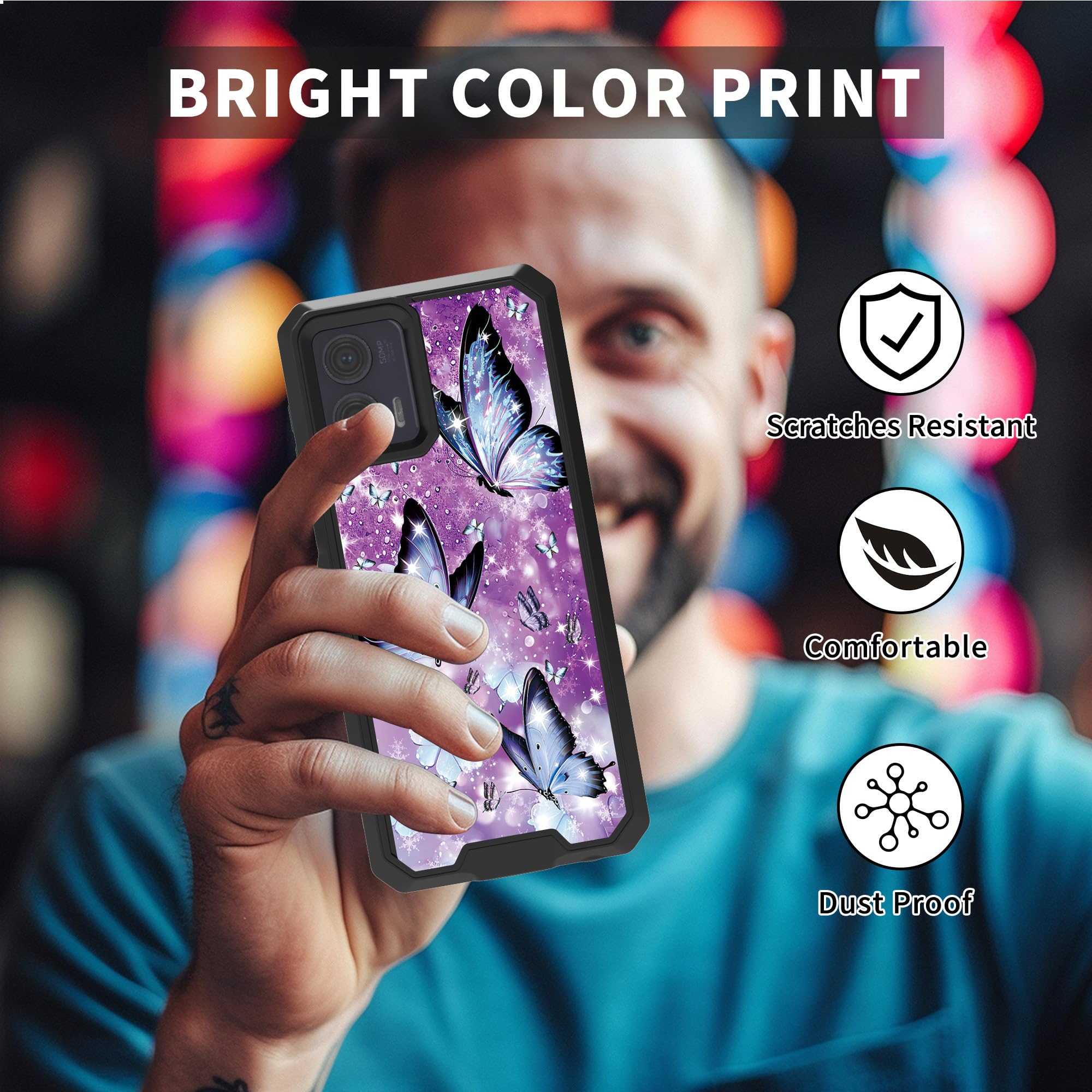 Ästhetische Handyhülle Für Moto G Power 2023 – Zeitungs-Collage Mit Schmetterlingen, TPU, Stoßfest