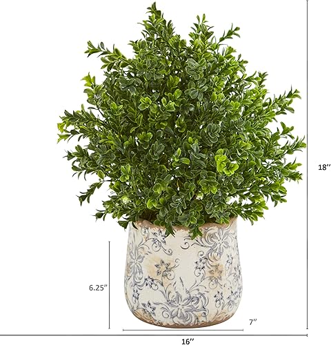 Miniatura 2 de Nearly Natural Planta artificial de hierba dulce de 18 pulgadas en jarrón floral (interior/exterior)