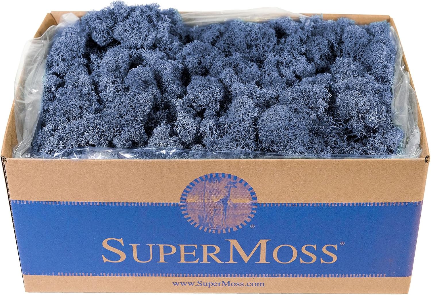SuperMoss (25121) Reindeer Moss – Soft Preserved Moss for Home Decor, Crafts, Terrariums, Floral Design, and Wedding Decorations, 1,564 cu in, Royal Blue