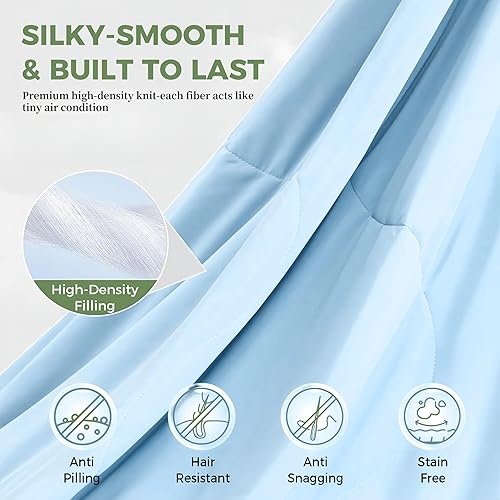 Miniatura 10 de Edredón refrescante, mantas frías para personas que duermen con calor y sudores nocturnos, edredón ligero lavable, suave, transpirable, suave y