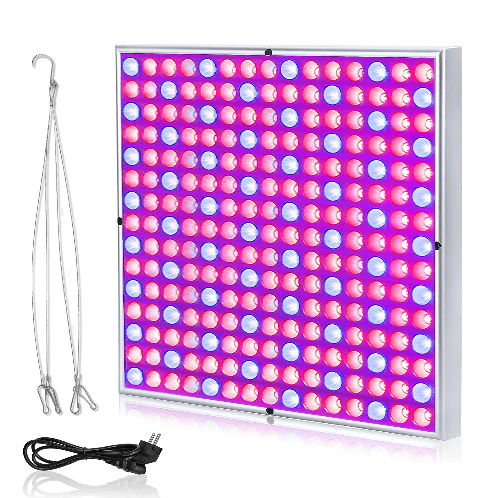 LZQ Lampe LED pour plantes - 45 W - 225 LED - Spectre complet - Lumière de croissance pour plantes d'intérieur - Bleu + rouge + blanc - Carré