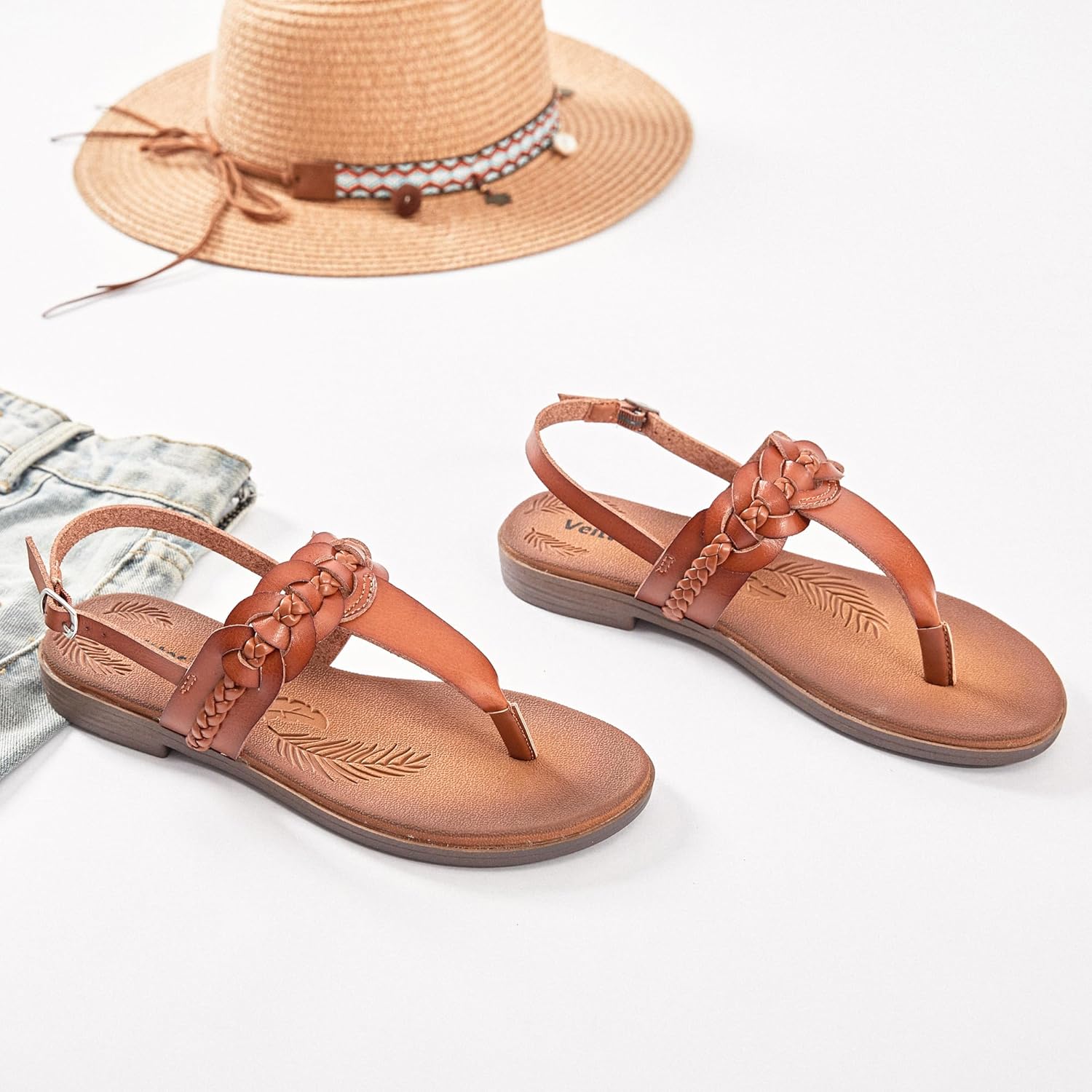 Veittes Women's Casual Flat Slide Sandals - Comfortable Slip-On with Ankle Strap,Round Open Toe lightweight Summer Beach Thong Sandals. - Image 3