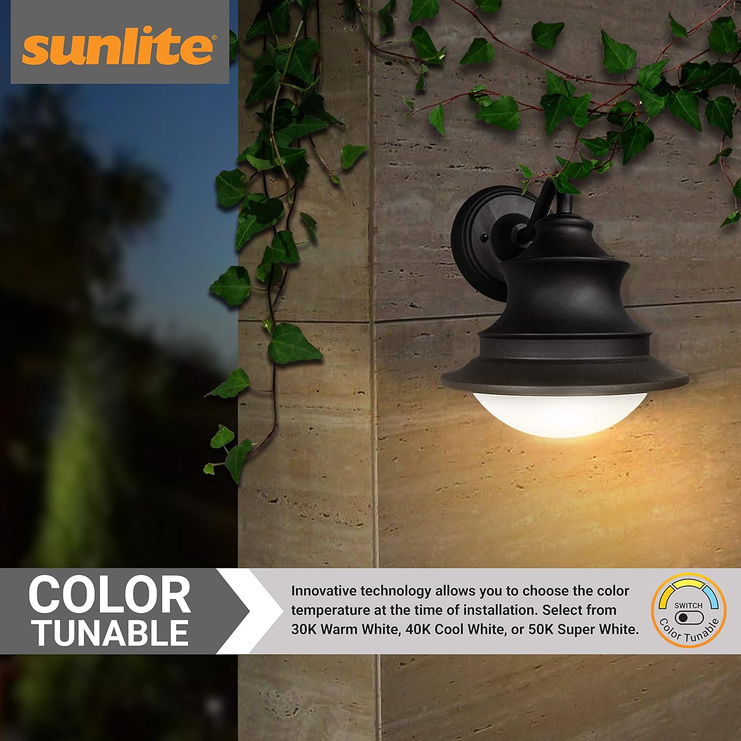 Exclusive Discount 90% Price Sunlite 88684-SU Tunable LED Mission Style Outdoor Light Fixture, 12 Watts (75W Equivalent), 800 Lumens, Color Temperature Tunable 3000K/4000K/5000K