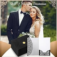 Vista 5 de PerKoop Juego de 100 invitaciones de boda cortadas con láser de 5 x 7 pulgadas con sobres y calcomanías de sello de cera, kit de tarjetas