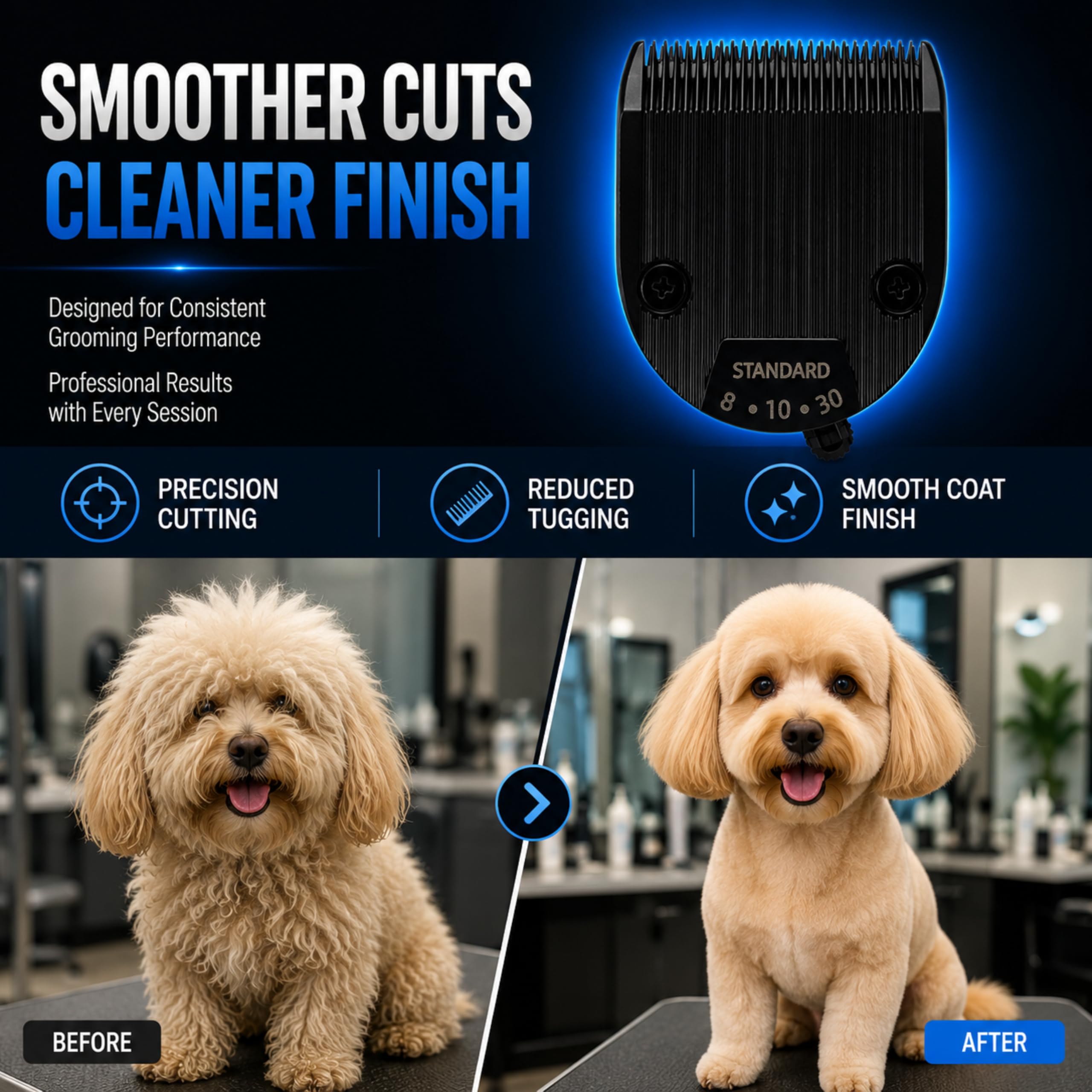 Kenchii Cortapelos profesional para perros Flash 5 Pet Hair Clipper - Cuchillas desmontables de acero inoxidable para aseo de perros - Cortapelos y accesorios cuchillas de afeitar para mascotas