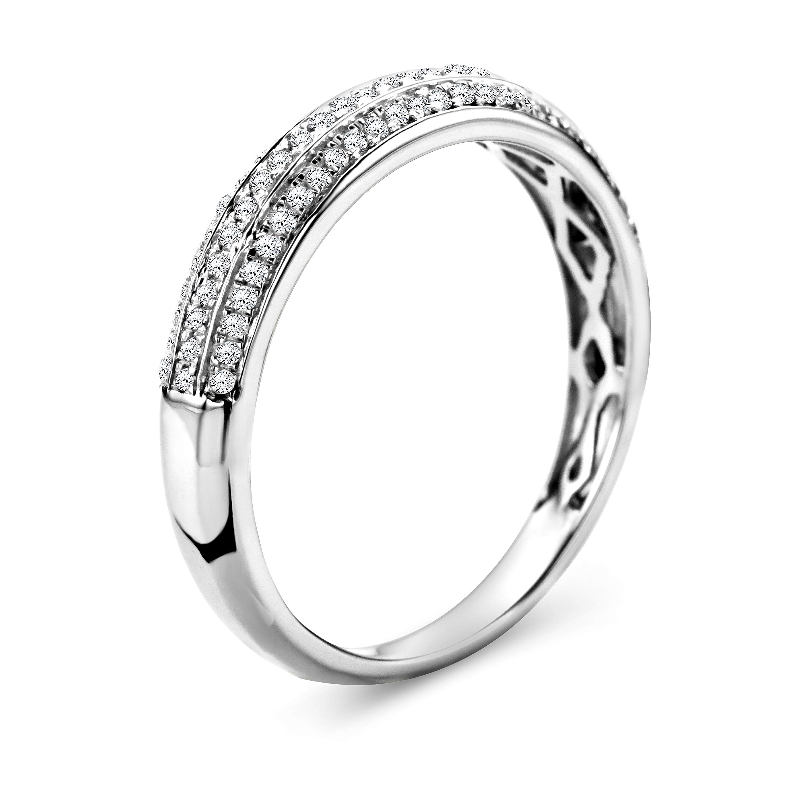 Miore Pierścionek damski wielorzędowy diament Pavé obrączka ślubna białe złoto 9 karatów / złoto 375 diamenty brylanty 0,23 ct, biżuteria, Złoto, Diament