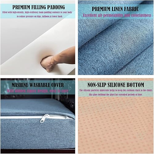 Miniatura 3 de Cojines personalizados para silla, cojines de lino para silla de comedor, almohadillas antideslizantes para sofá o sillón, cojines de banco para