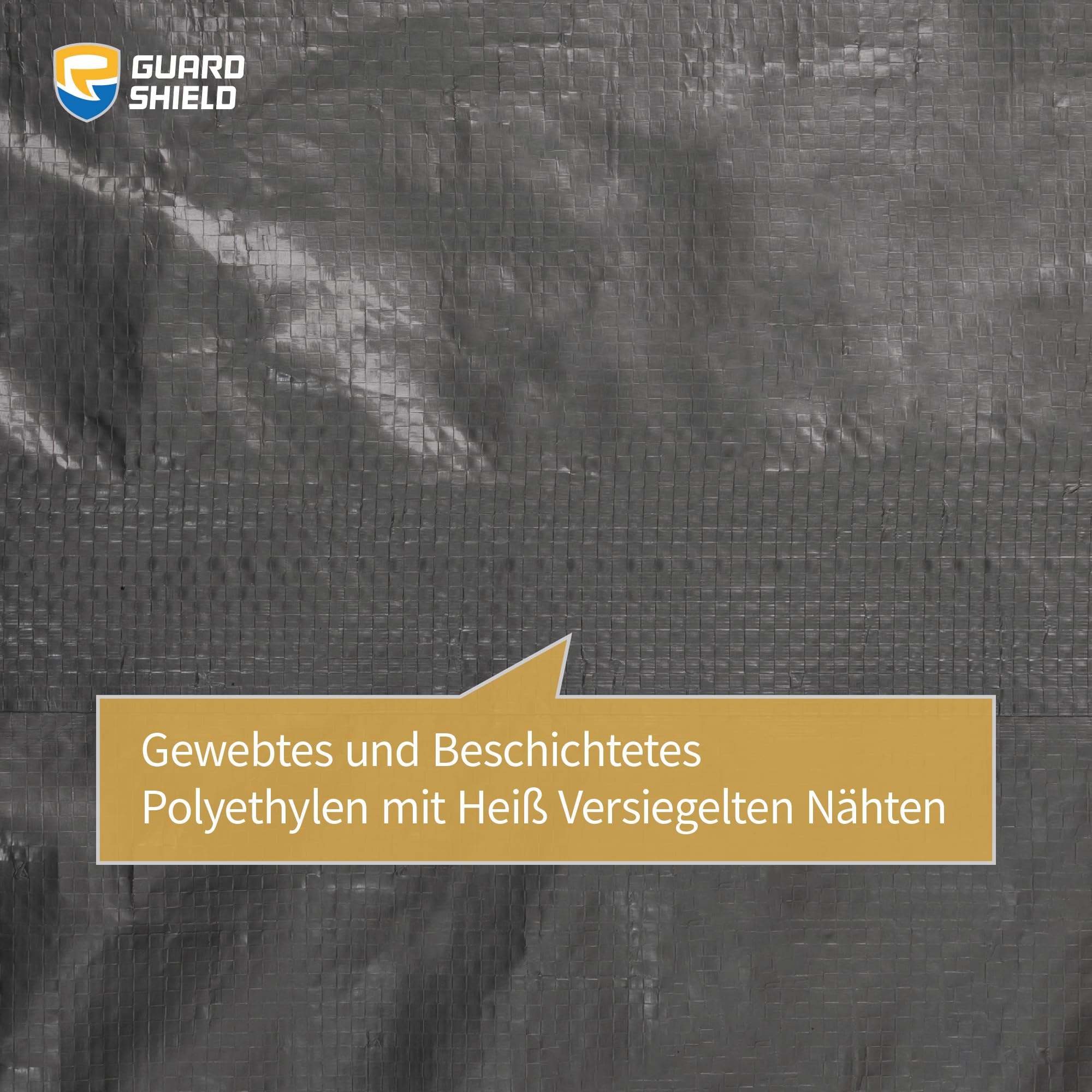 GUARD SHIELD Telone di copertura con occhielli, impermeabile, 4 m x 5 m, grigio, argento/nero, multifunzione, in poliestere, 120 g/㎡, telo protettivo, multiuso, resistente agli strappi, stabilizzato