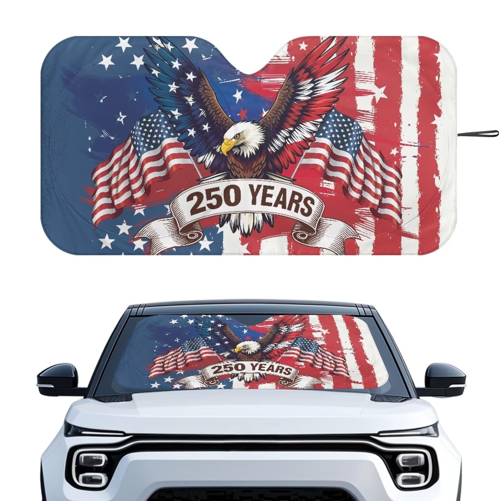 Windshield Sunshade Foldable 250th Anniversary Celebration Sun Shade Reflect UV Sun and Heat Keep Vehicle Cool Sun Visor Windshield Shade Universal Fit for Auto Truck Van SUV