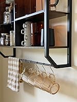 Vista 5 de Bestier Estantes flotantes LED para cocina, estantes industriales de 34 pulgadas con estantes de vidrio ajustables, estante montado en la pared