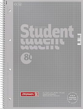 Brunnen 1067928192 Student Colour Code Notepad A4 Squared Line Style 28 90 g/m2 80 Sheets Silver