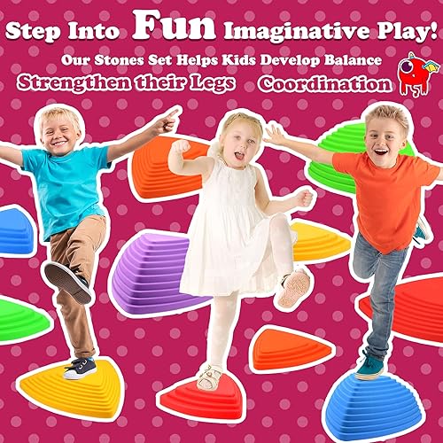 Miniatura 4 de Gentle Monster Stepping Stones para niños, juego de 6811 piezas para equilibrio con parte inferior antideslizante, coordinación de ejercicio y