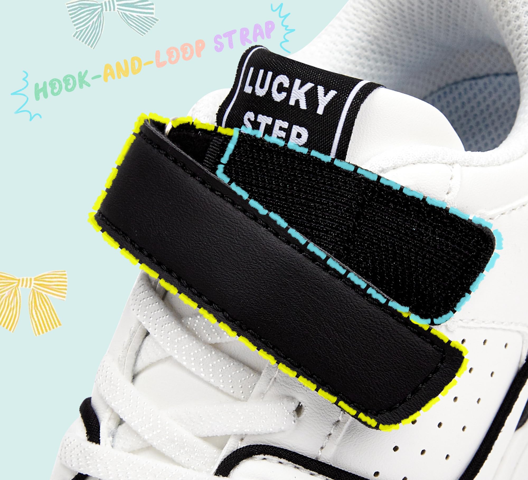 LUCKY STEP Dziecięce buty typu sneakers – wygodne buty rekreacyjne do szkoły, uprawiania sportu i na co dzień, niskie trampki z zapięciem na rzepy, dla chłopców/dziewczynek