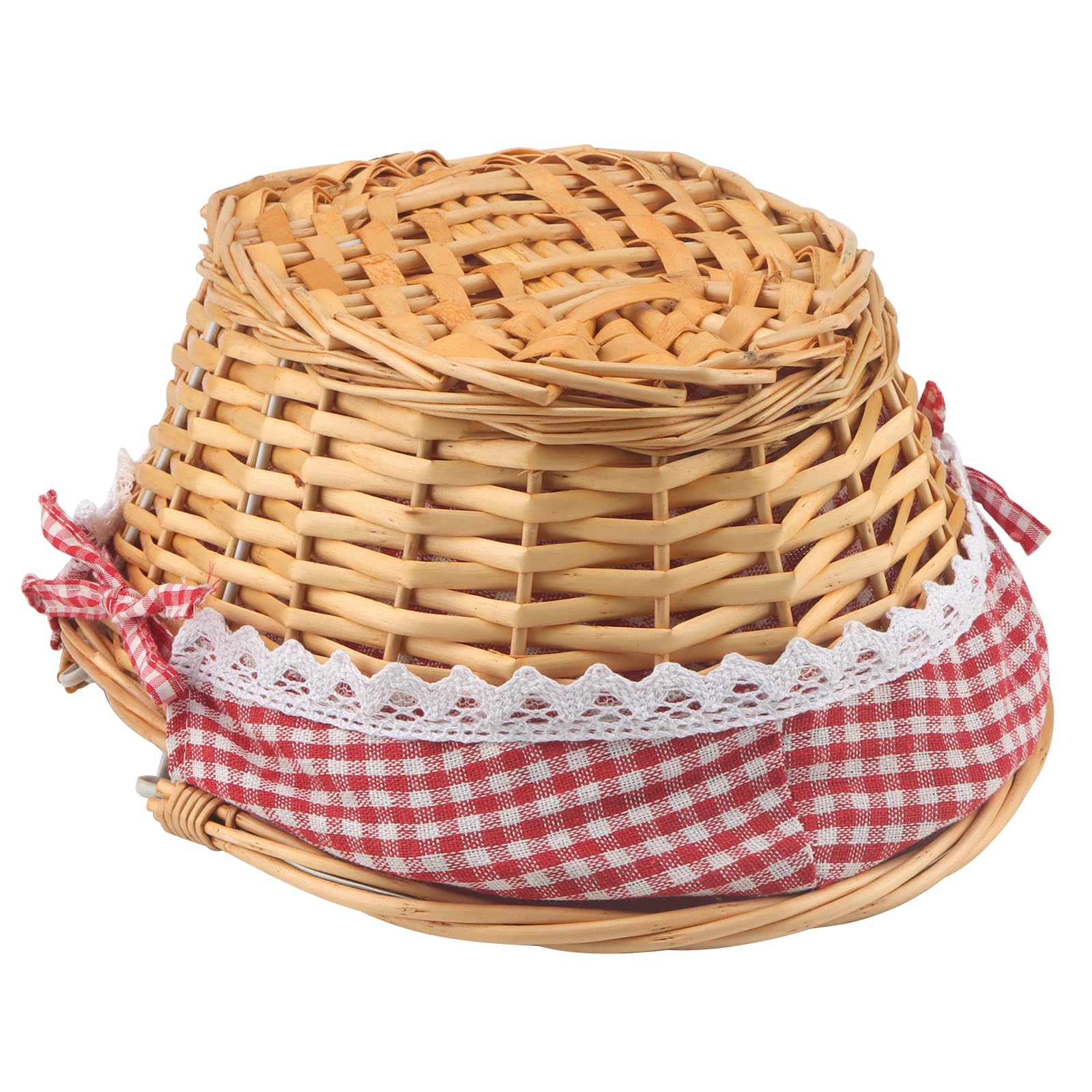 MUKCHAP Confezione da 2 cestini da picnic in vimini, 32 x 23 x 12 cm, ovali, con rivestimento con manico pieghevole, cestino da picnic in vimini intrecciato, per picnic, feste, barbecue, color miele