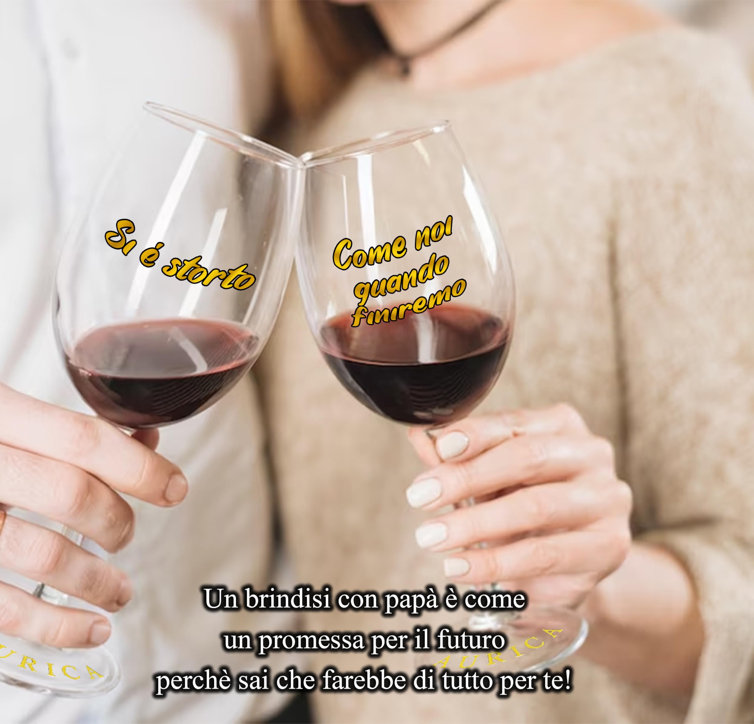 Coppia Calici Vino Personalizzati SI È STORTO - COME NOI QUANDO FINIREMO – 2 Bicchieri Storti Per Una Risata Prima Del Brindisi - Regalo Spiritoso Con Confezione Regalo Inclusa