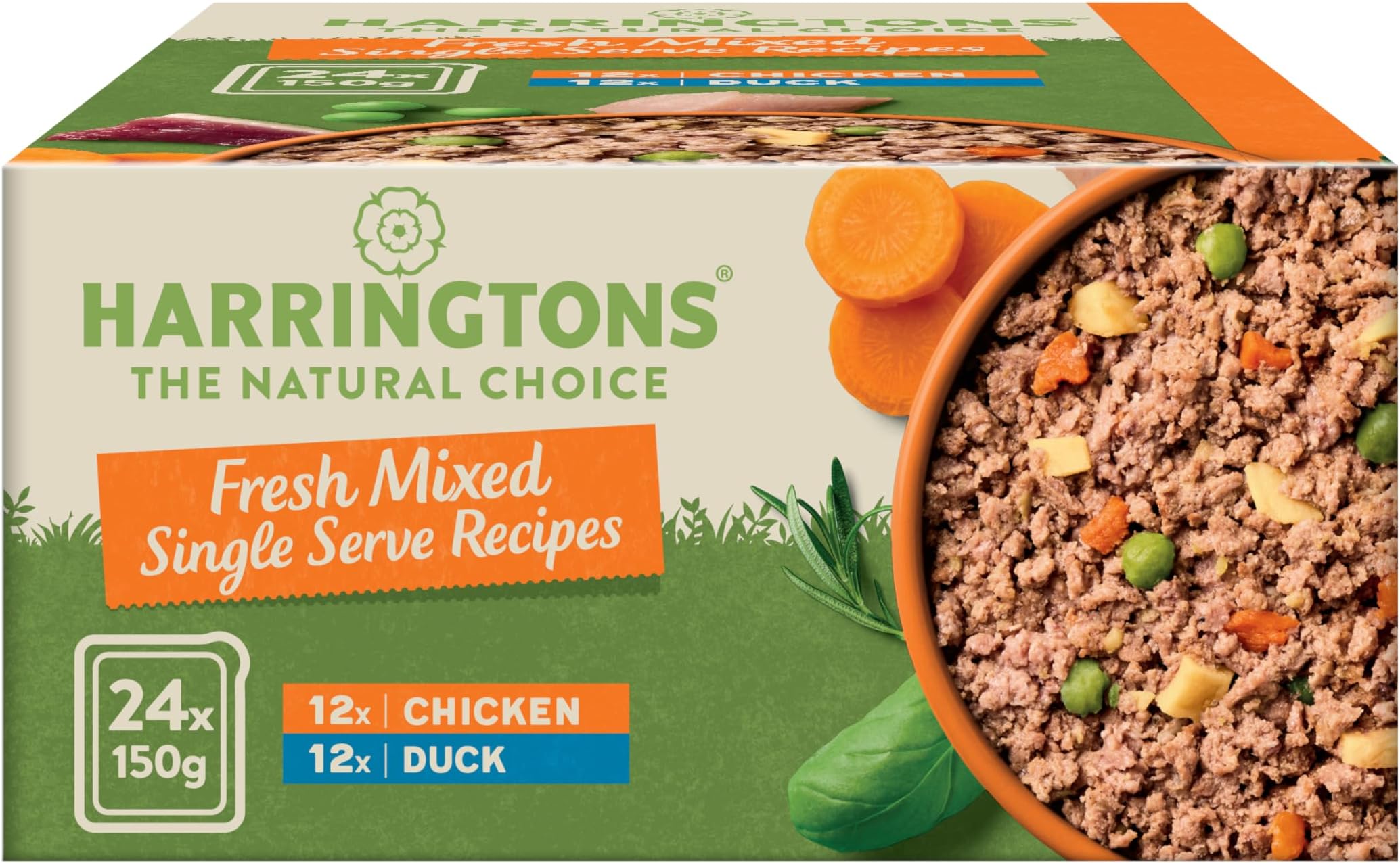 Harringtons Complete Wet Tray Grain Free Hypoallergenic Adult Dog Food Mixed Pack 24x150g - Chicken & Duck - Made with All Natural Ingredients