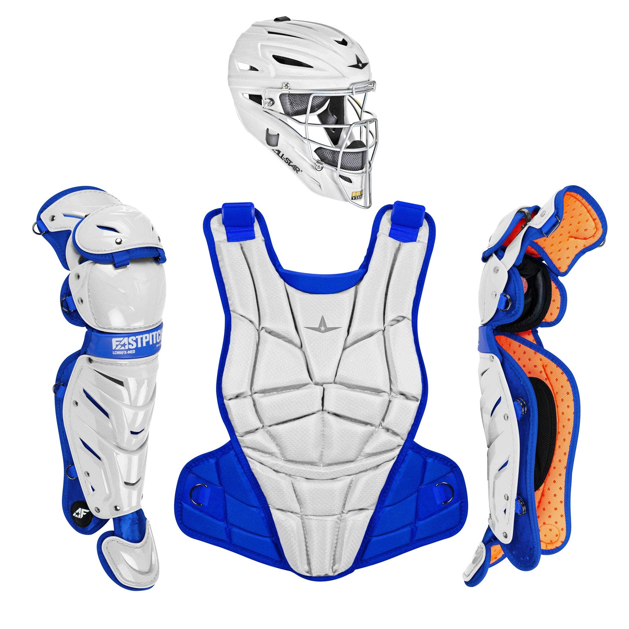 All-Star Catcher’s Gear Kit – Includes Helmet, Chest Protector & Leg Guards – Lightweight, Durable Baseball Protective Set, Meets NOCSAE
