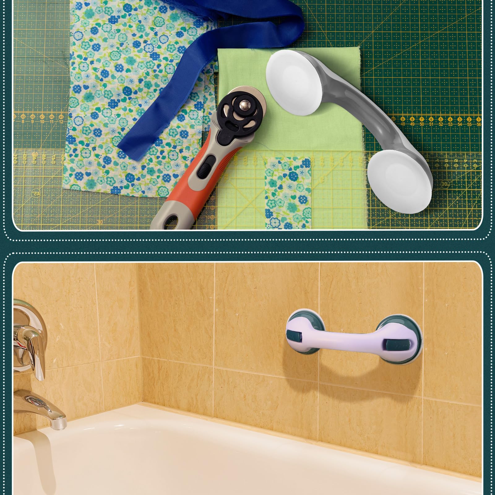 Wonderjune 2 herramientas de costura de bricolaje, mango de regla para acolchar, regla de retazos, herramientas de costura de absorción fuerte