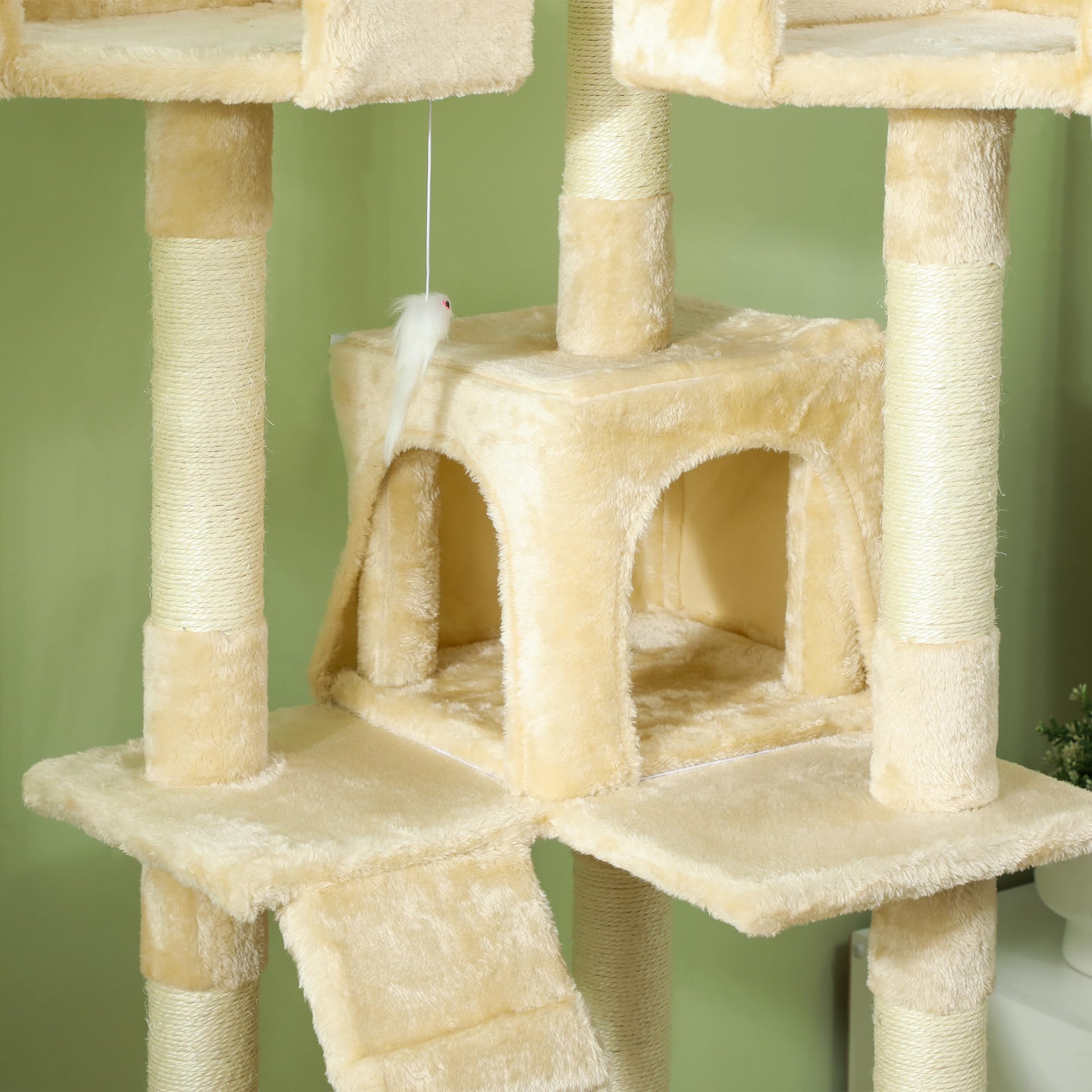 Albero tiragraffi per Gatti, 50 x 50 x 170 cm, per Dormire, Giocare, Centro attività, graffiare, Colore: Grigio Neutro (Beige)