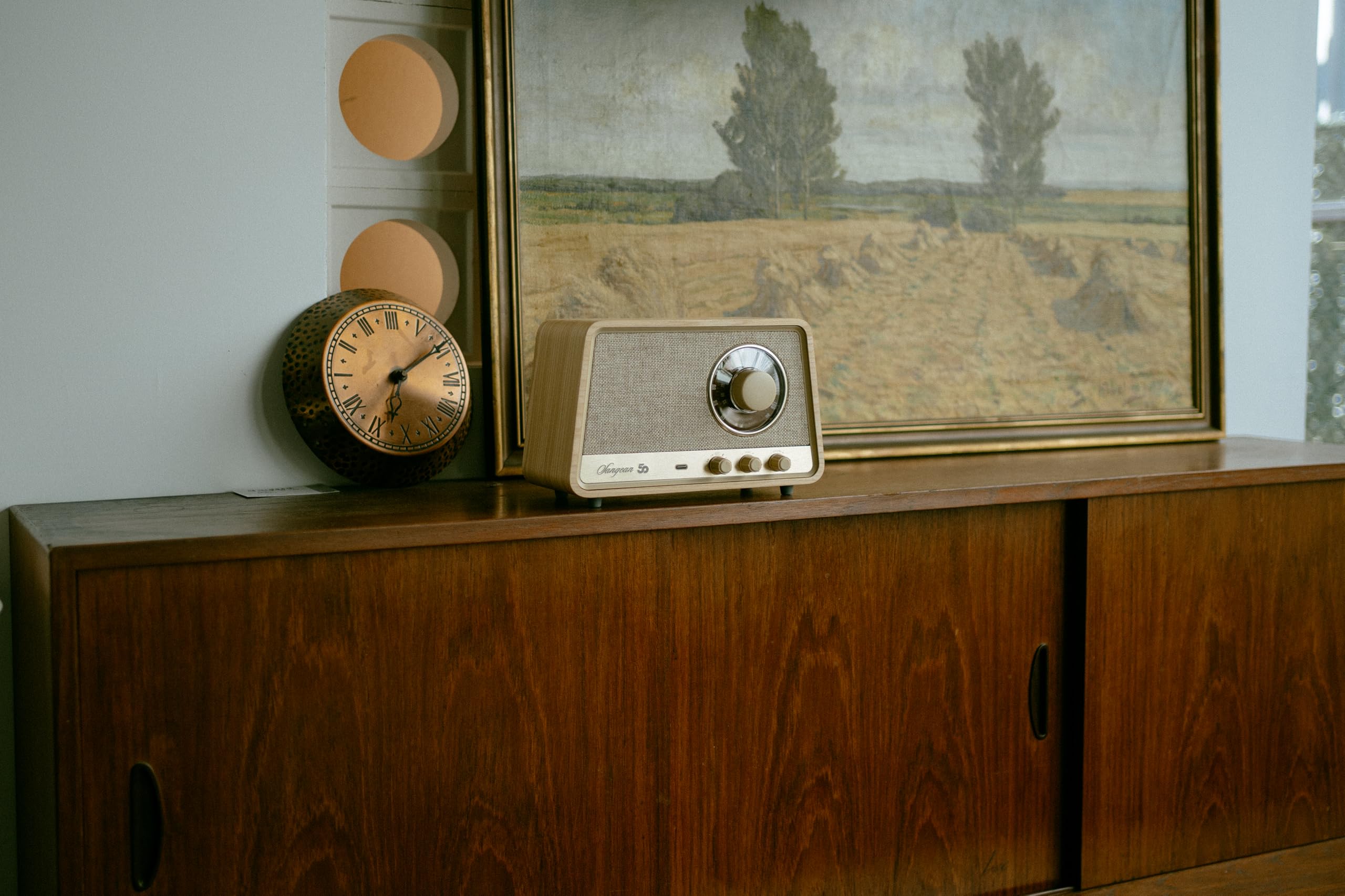 Sangean Premium Wooden Cabinet WR-101 Radio de Table AM, FM Bluetooth, AUX, FM Bois (Clair)