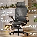 ELABEST X100 Ergonomic Mesh Office Chair with Footrest, Big and Tall Hone Desk Chair with 5D Flip-Up Arms, Adjustable 4D Lumbar Support,Gaming & Executive Computer Chairs