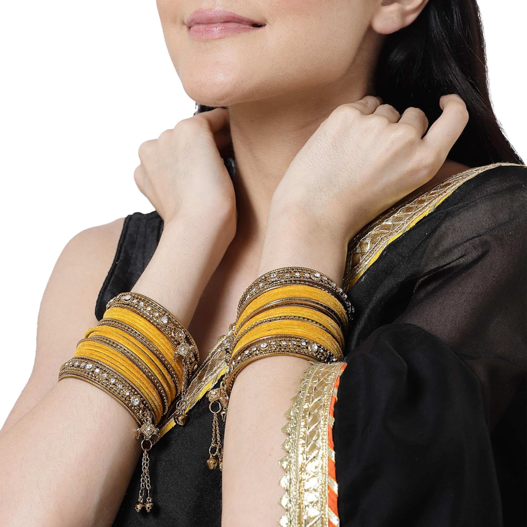 Gold-Plated Velvet American Diamond Bangles