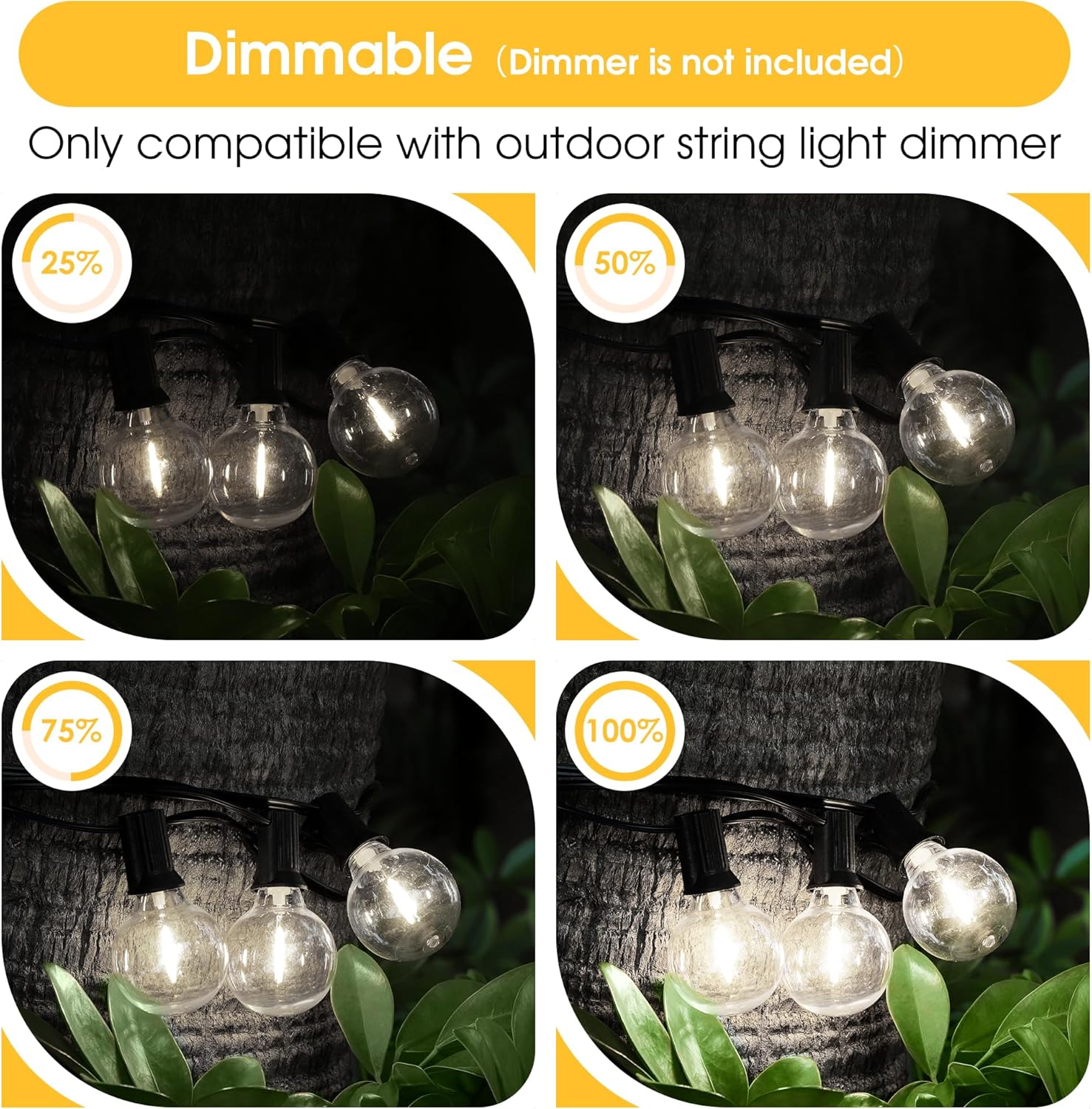 Mlambert G40 LED Replacement Light Bulbs for String Lights, Dimmable E12 Base Shatterproof Bulbs, 1W Equal to 5W, Neutral White 4000K, 50Pack, Not Solar