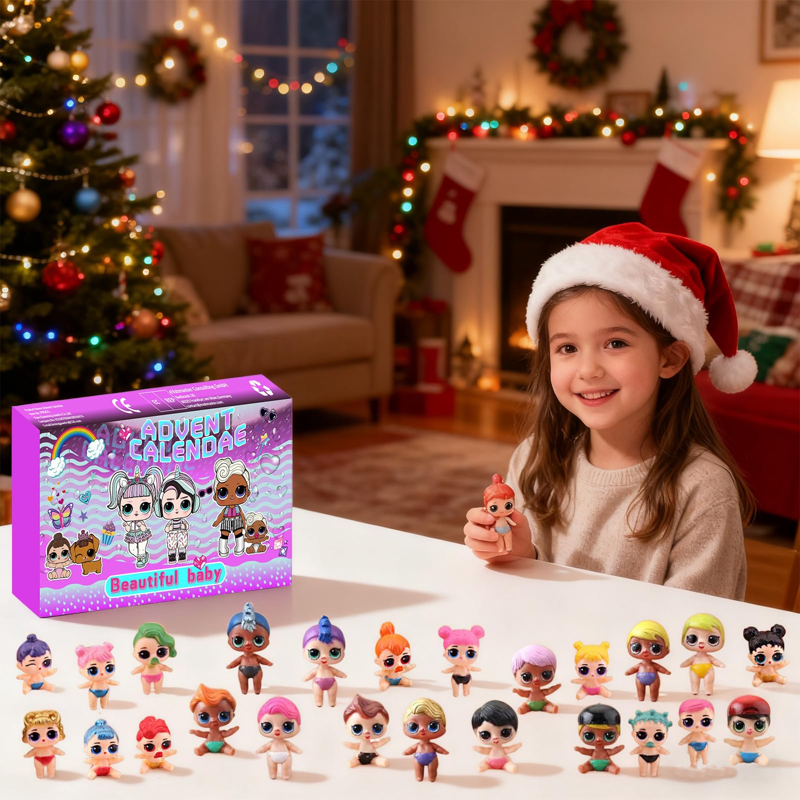 Adventskalender 2025 Mädchen, Puppen Adventskalender 2025, 24 Tage Weihnachts Countdown Kalender mit 24 Minifiguren Geschenk für Kinder Mädchen