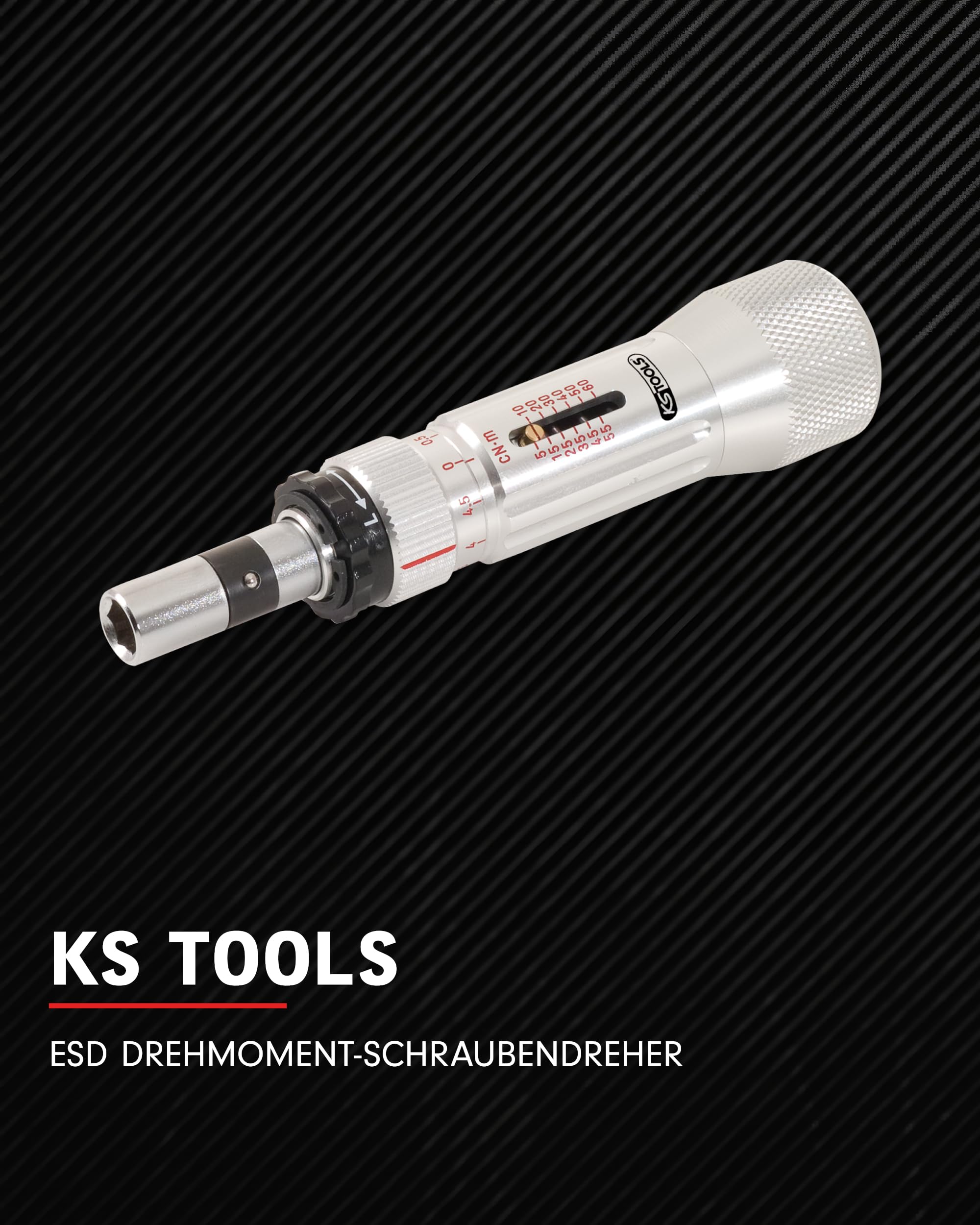 KS Tools ESD Drehmoment Schraubendreher 1/4" mit Mikrometerskala 516.3225 I 20-120 cNm I Gewindeschutz durch das richtige Drehmoment I Präzisions Schraubenzieher