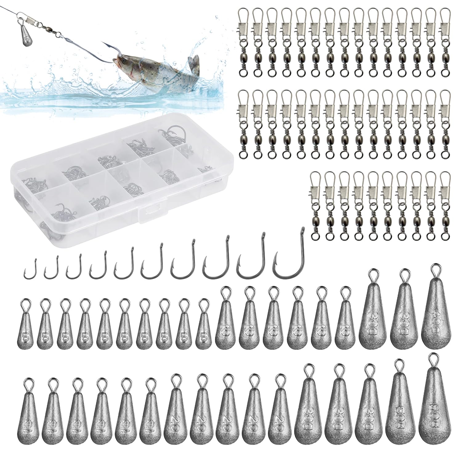 Pinoli 1 Kg Pesi Da Pesca A Fondo Per Carpe - Forma Dumpy Pear, 5 Pezzi Da 1 Oz A 4 Oz, Piombo Liscio, Per Girevoli Big Eye Daiwa Infinity - Foto 2