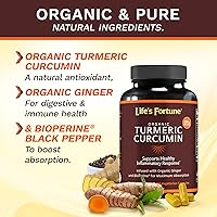 Vista 3 de Life's Fortune Suplemento dietético de curcumina de cúrcuma, apoya las articulaciones, la salud antioxidante, la salud inmunológica, digestiva