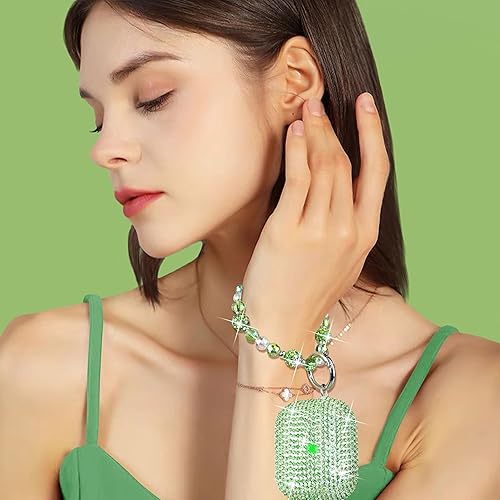 Miniatura 6 de Compatible con AirPods Pro 2, bonita funda protectora con purpurina para AirPod Pro de 2 generación con llavero brillante de lujo con correa de