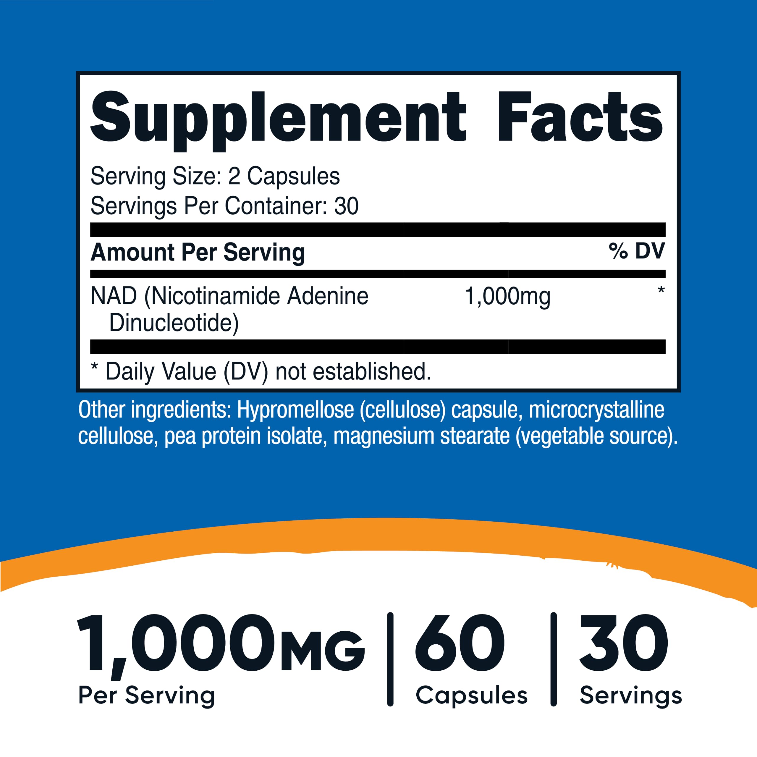 Nutricost NAD+ Supplement (1,000mg) 60 Capsules, 30 Servings, Gluten Free — Amazon image 2