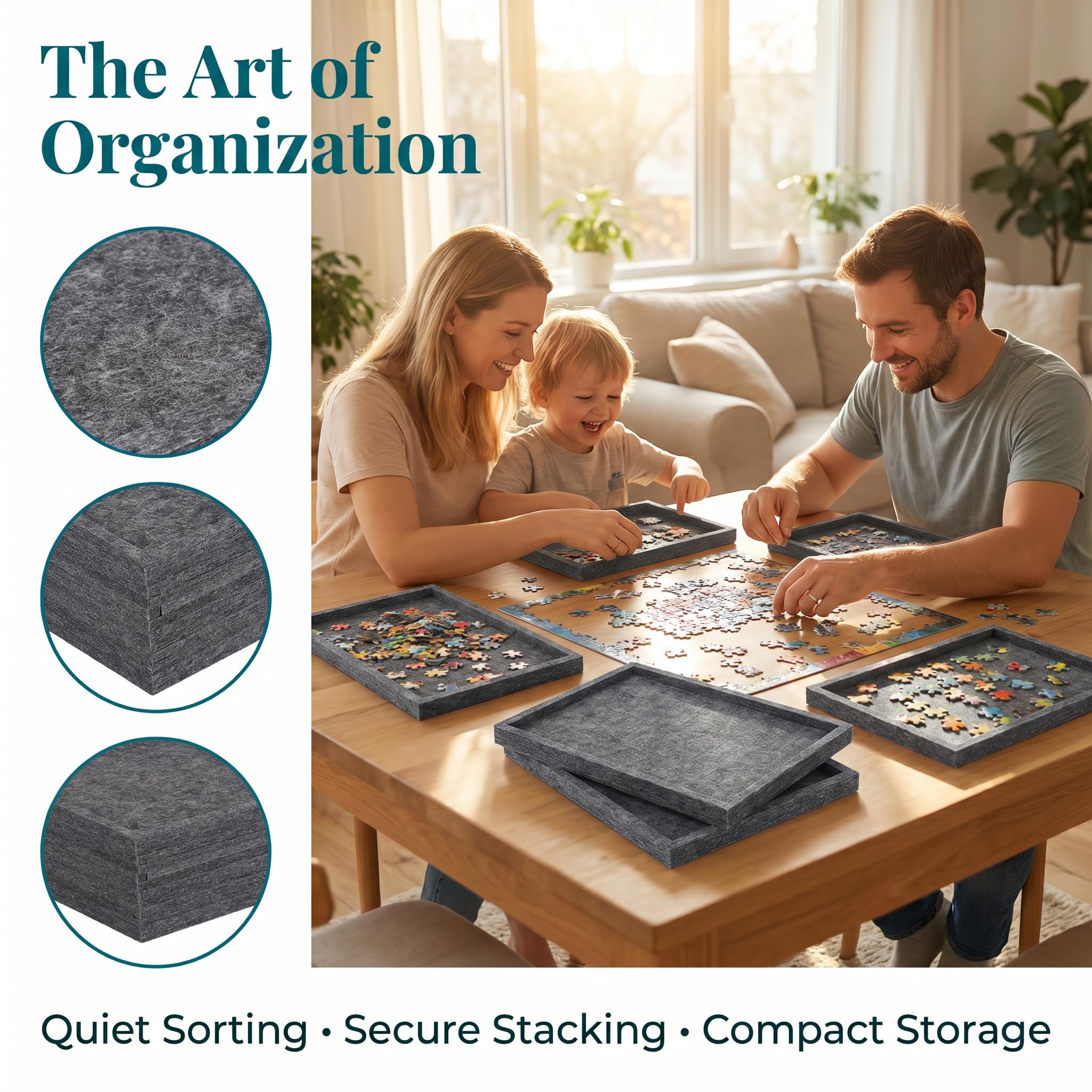 Abaodam 1 Set Puzzle Pezzo Piastra Blocchi di Costruzione Vassoio Multifunzionale Puzzle Sorting Vassoi Blocco Puzzle Organizzatore Impilabile Puzzle Sorting Vassoi Multiuso Organizer Vassoio Grigio