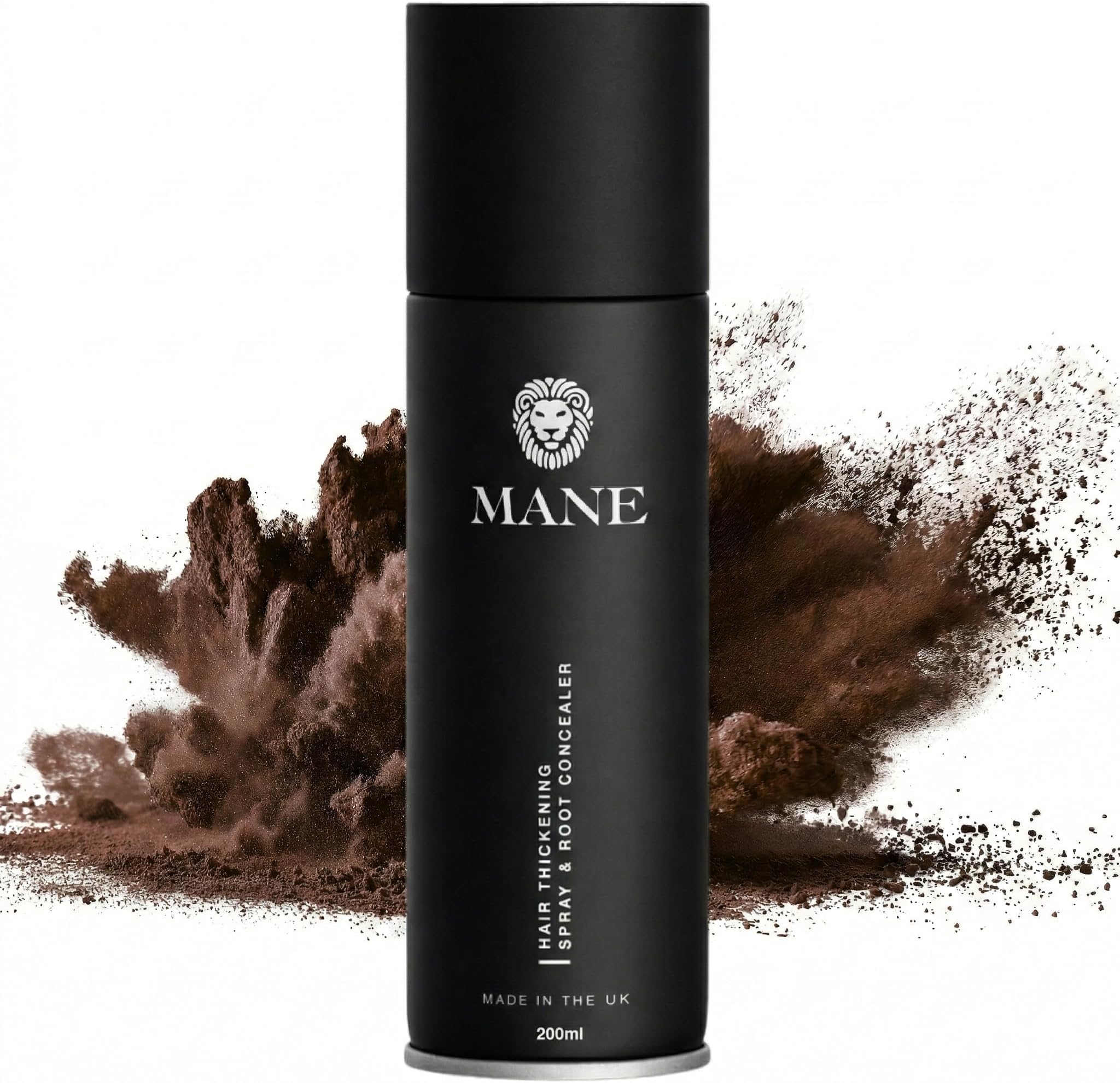 Mane Micro-Mineral Hair Thickening Spray & Root Touch Up Spray, Instant Volume & Root Cover Up for Thinning or Fine Hair, Lightweight Buildable Coverage for Men & Women, Dark Brown, 200 ml
