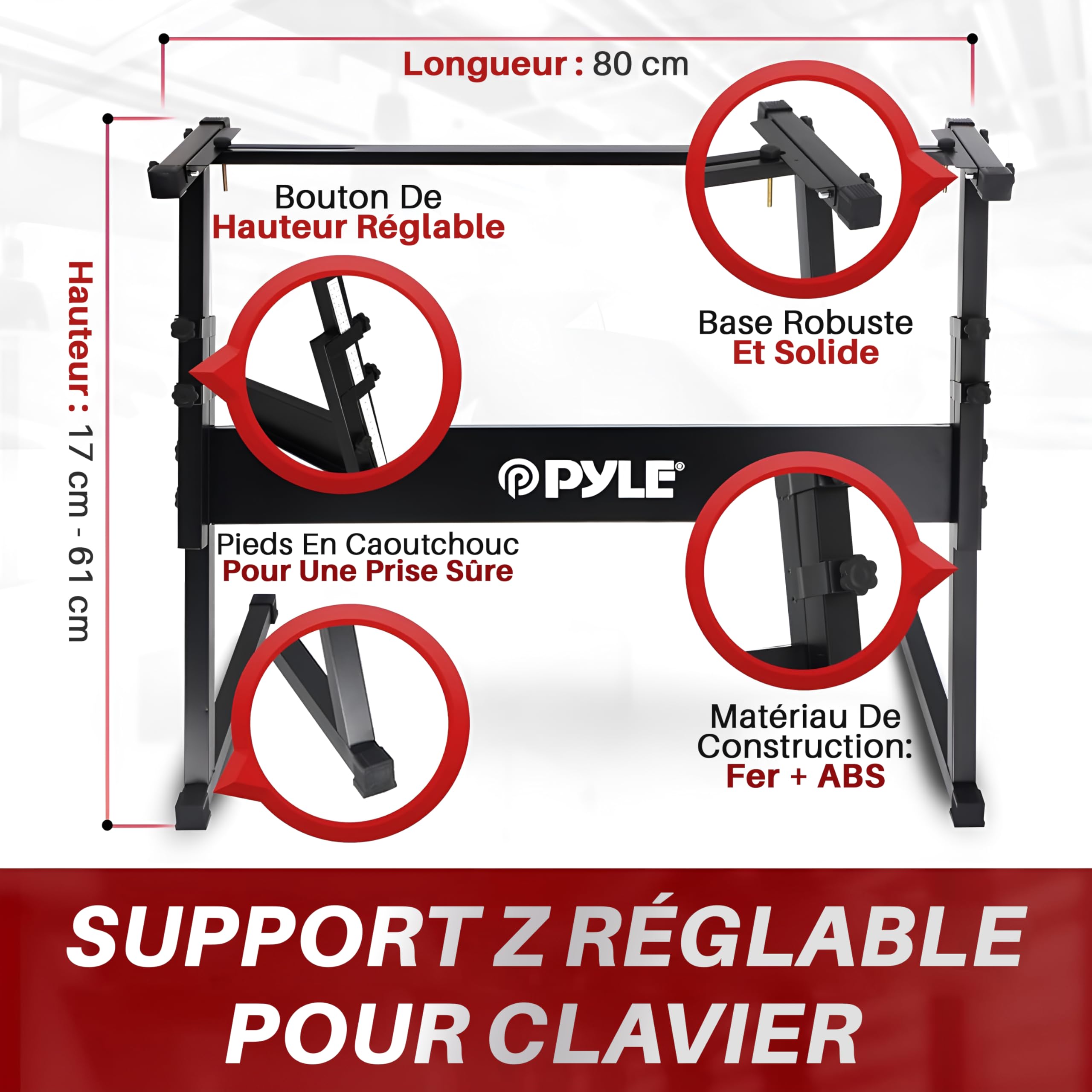 Pyle Piano - Piano Numérique Portable 61 Touches 2-en-1 pour Jouer et Chanter avec Pédale de Sustain- Casque-Housse Résistante aux Intempéries- Tabouret et Support de Clavier