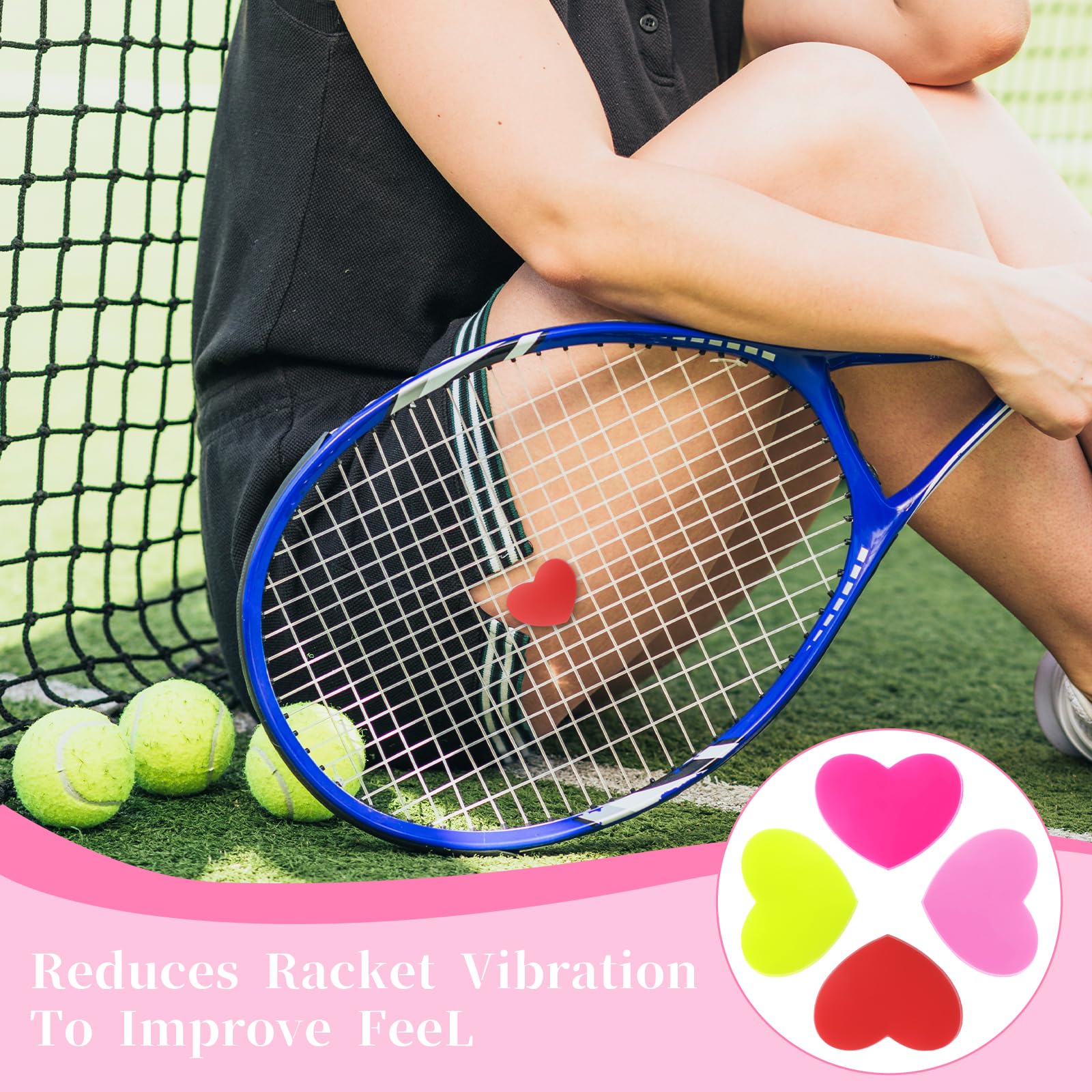 Giantree Amortiguador de tenis 4 piezas, amortiguador de vibración de silicona en forma de corazón
